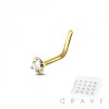 L SHAPE WITH GEM 925 STERLING SILVER CRYSTAL NOSE STUD PACKAGE
